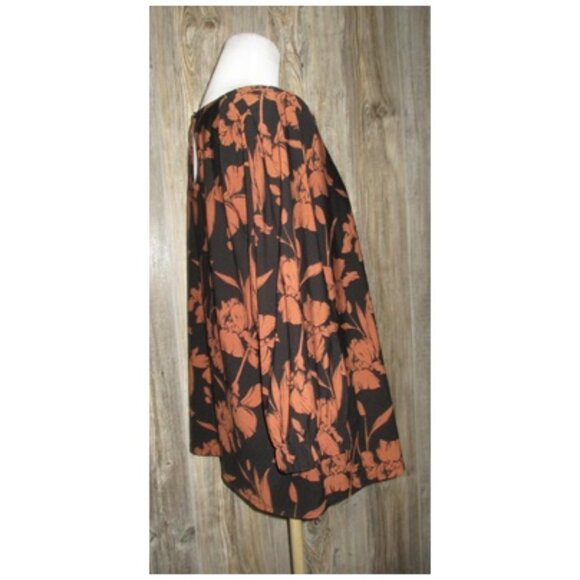 Halogen Womens Size M Black Brown Floral Knit Top Career Whimsigoth Boho Fall - Picture 5 of 14